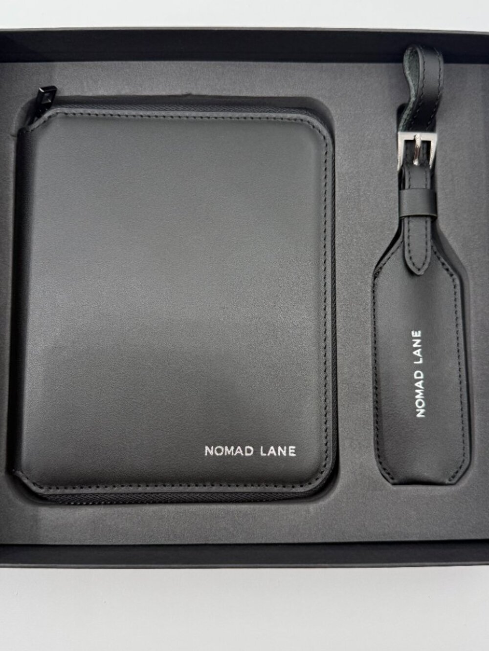 Nomad Lane Tabi Passport Wallet And Luggage Tag Set Black Premium Leather NIB